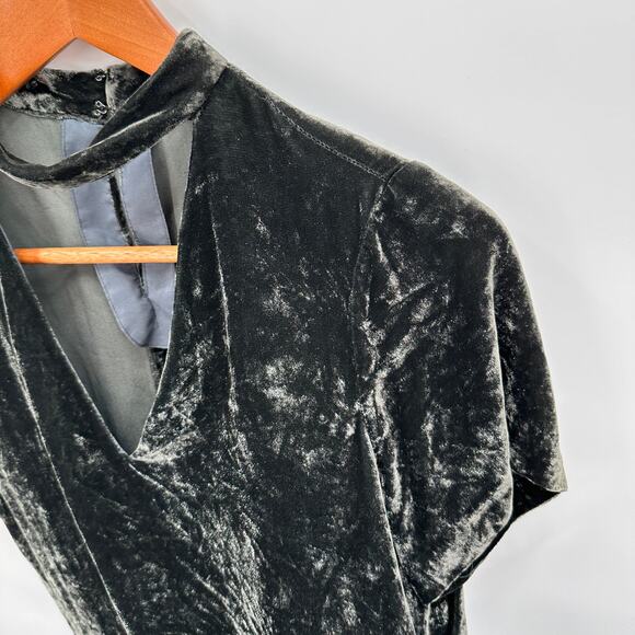 MADEWELL Short Sleeve Choker Collar Velvet Silk Blend Blouse H1947 // XXS - Picture 7 of 9